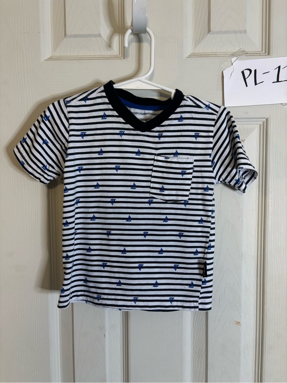 Beverly Hills Polo Club Navy & White Striped Sailboat Pocket Tee - Kids